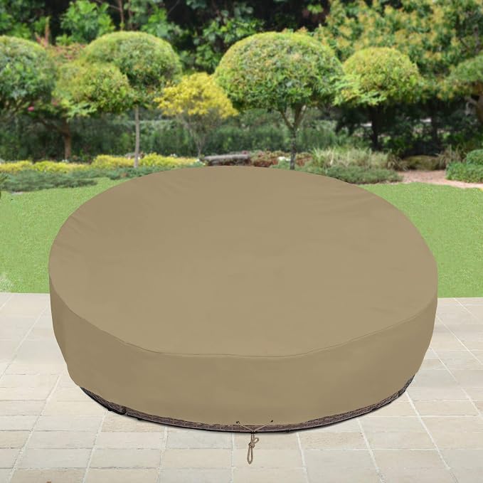 SunPatio Heavy Duty FadeStop Outdoor Round Daybed Cover 75 Inch, Patio Day Bed - Image 9