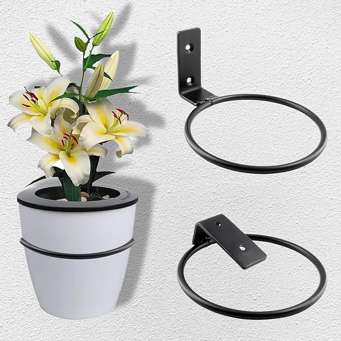 2 Pack 6 inch Flower Pot Holder Ring, Flower Pot Holder Ring Wall Mounted Set - Image 6