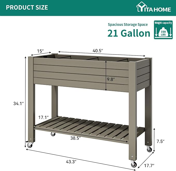 YITAHOME 3.6x1.5x2.8 FT Elevated Garden Bed Kit - Image 5