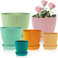 SupKing Plant Pots with Drainage Saucers 7.5/6.7/6/5/4/3.5 Inch Set of 6 by SupKing