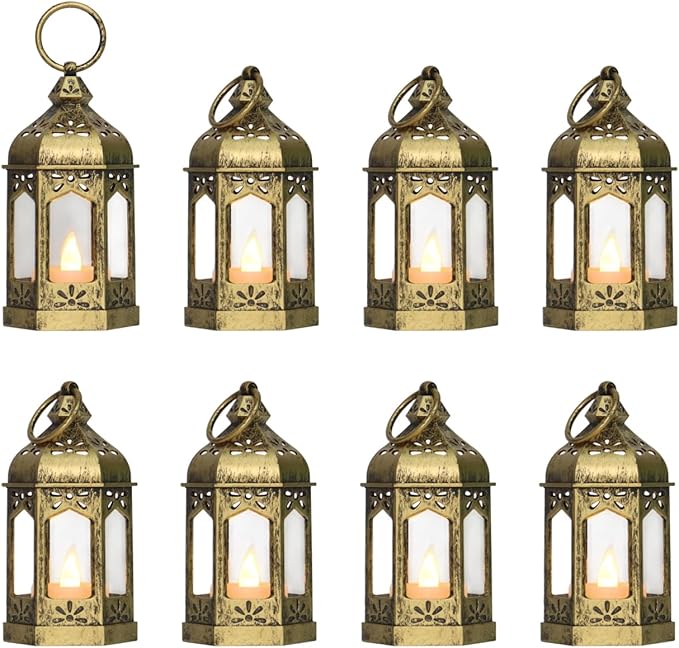 8Pcs 5-inch Mini Lanterns Centerpieces by LLQ-LuckLifeQuality