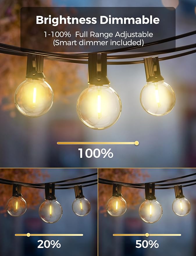 XMCOSY+ Smart Outdoor String Lights, 150Ft G40 Globe Patio Lights - Image 4