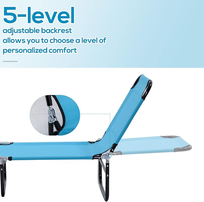 Outsunny Folding Chaise Lounge Pool Chairs, Outdoor Sun Tanning Chairs - Image 4