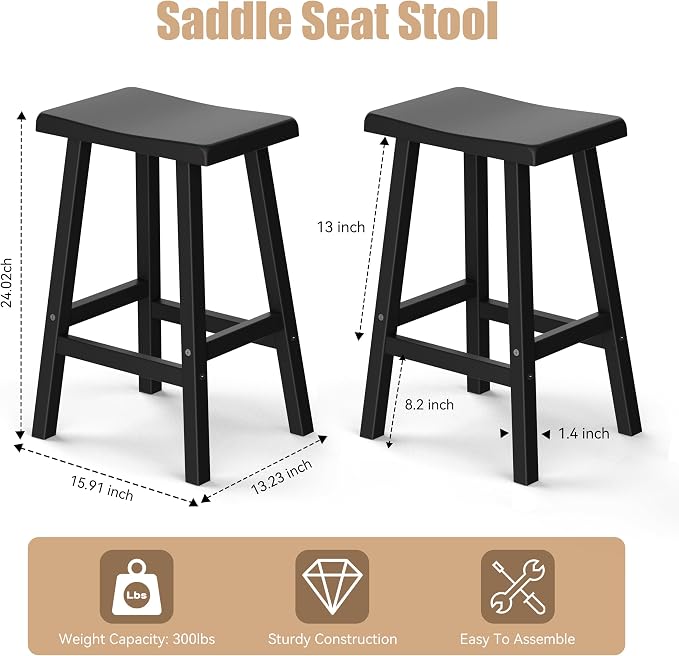 Bar Stools Set of 2, Waterproof UV-Resistant, Durable Resin Kitchen Island - Image 3