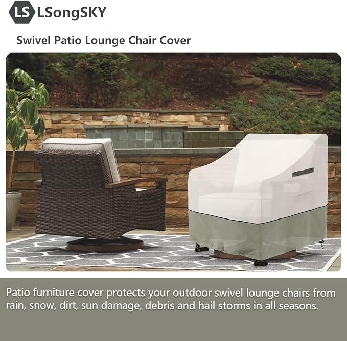 Outdoor Swivel Lounge Chair Cover, 100% Waterproof Heavy Duty Outdoor Chair - Image 7