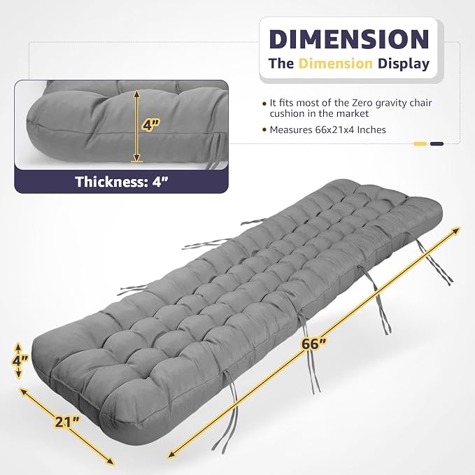 Chaise Lounge Cushions Lounge Chair Cushion Waterproof Thickened 66 x 21 x 4 - Image 2