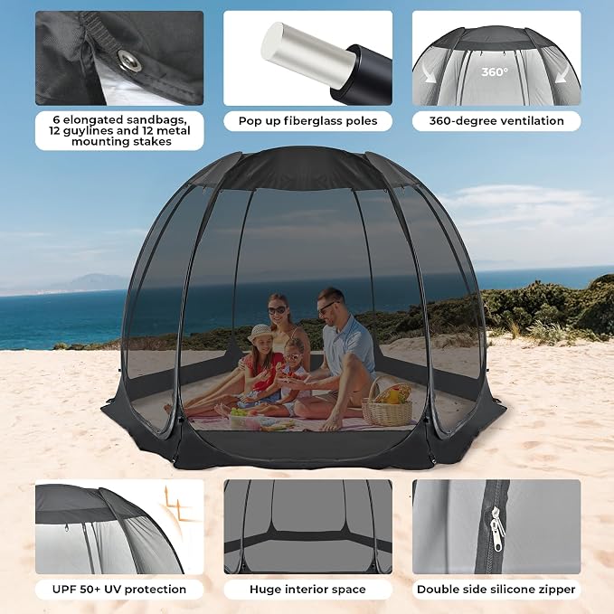 Alvantor® Screen House Gazebo, Pop Up Igloo Screened Canopy Tent - Image 5