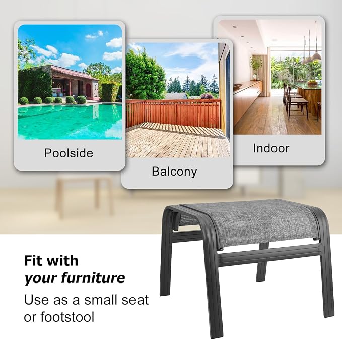 Patio Outdoor Ottoman Footstools Assembled Aluminum Footrest Side Table Small - Image 6
