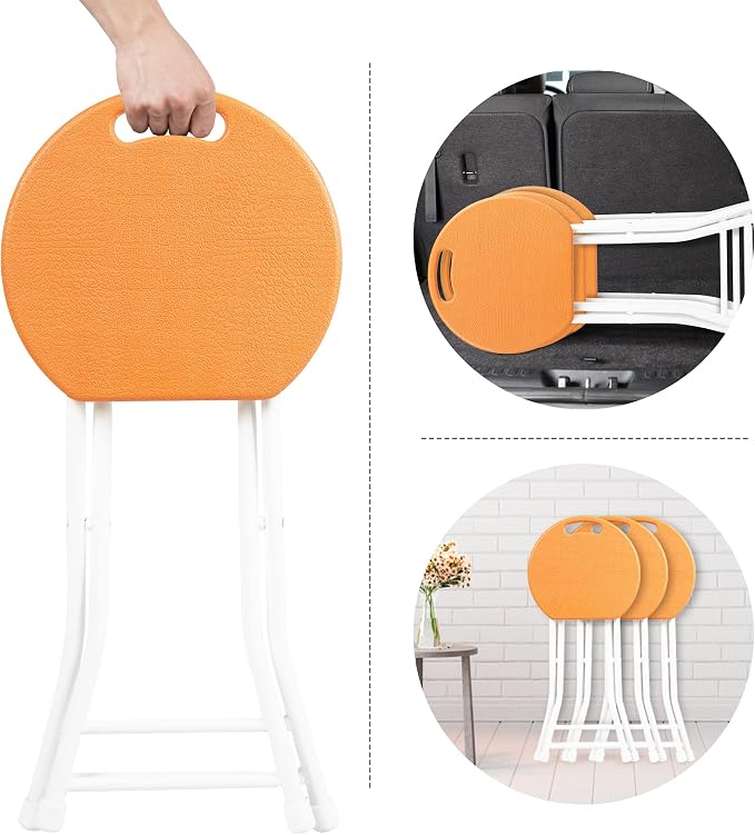 Folding Stool with Handle, Folding Chair, Folding Bar Stool with Non-Slip Feet - Image 7