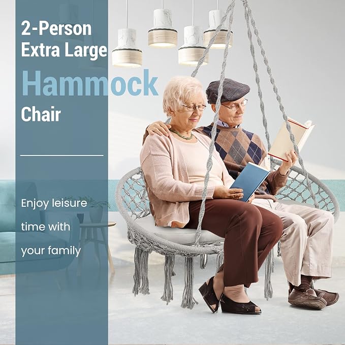 Giantex 2-Seat Hammock Chair, Macrame Swing - Image 5