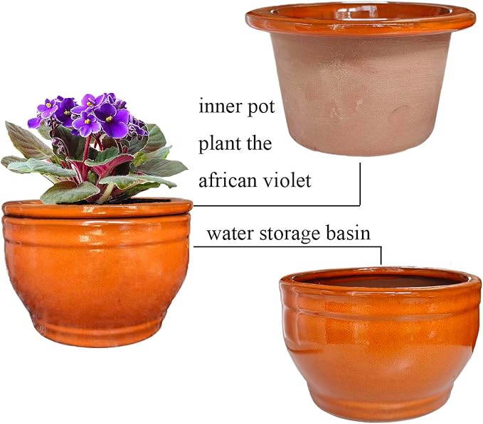 African Violet Pots Self Watering Round Ceramic Violet Pot - Image 9