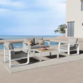 Aluminum Outdoor Patio Furniture Set, 4 Piece Oversized Patio Conversation Sets by Oasbira