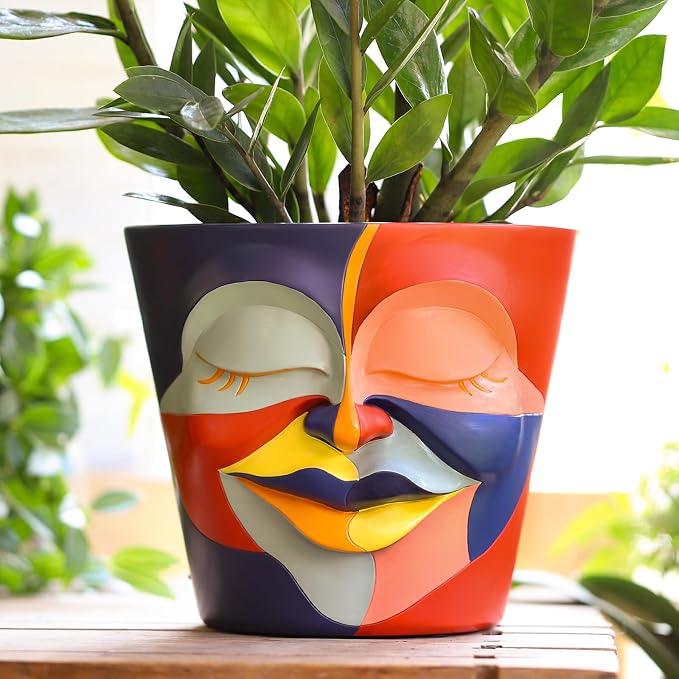 GUGUGO 8 Inch Abstract Rainbow Head Planter, Unique Face Plant Pot by GUGUGOHOMEDECOR