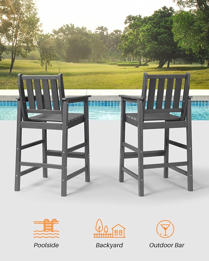5 Pieces Adirondack Bar Chairs Set, HDPE Patio Bar Height Table and Chairs - Image 6