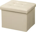 AmasSmile Storage Ottoman Folding Foot Rest Stool, Leather Footstool Bench by AmasSmile