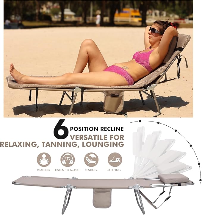 3 in 1 Women Comfort Backpack Beach Tanning Lounge Chair - Image 6