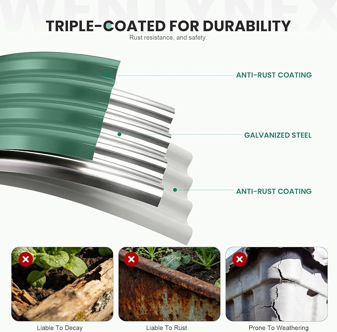 5×3×1.4FT Galvanized Raised Garden Bed Outdoor, Metal Raised Garden Bed Kit - Image 5