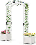 Giantex Garden Arbor with Planter Boxes, Wooden Arch with Trellis and Raised by Giantex