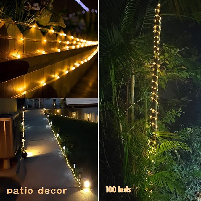 Solar Rope Light Waterproof IP65 39FT 100LEDs Outdoor LED ‎Solar Outdoor Lights - Image 6