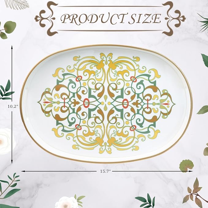 Oval Plastic Serving Tray with Handles, Elegant Decorative Tray - Image 3