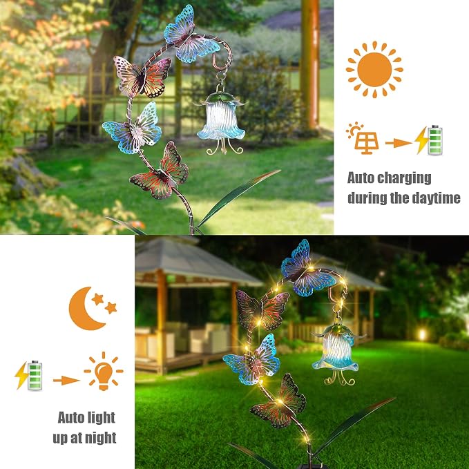 Bshine Solar Butterfly Lights Outdoor Garden Decoration Valentine's Day - Image 3