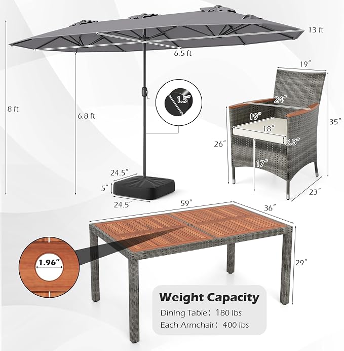 Tangkula 9 Piece Rattan Outdoor Dining Set - Image 6