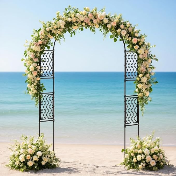 Metal Garden Arbor & Wedding Arch, 86.6" x 47"Rust-Resistant Iron Trellis - Image 7