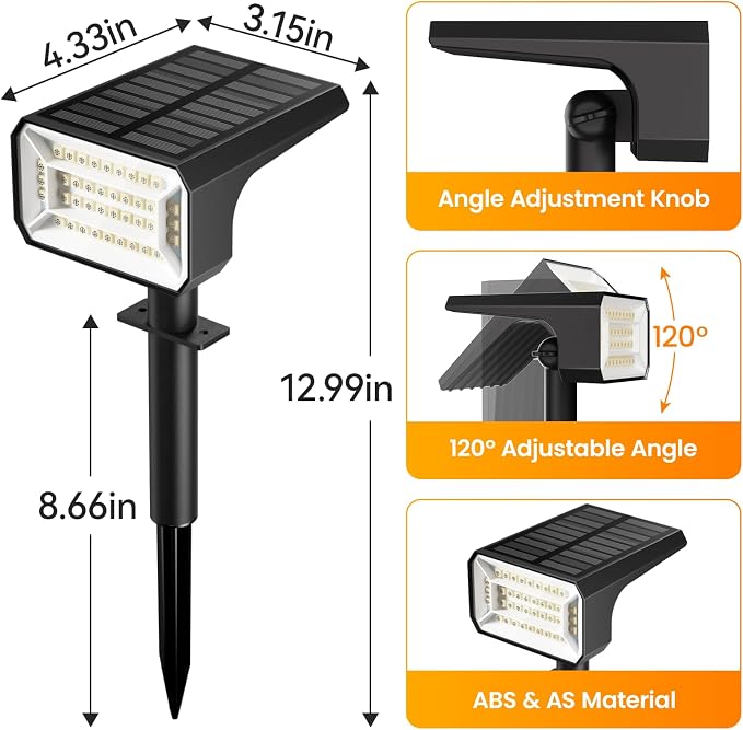 Fabrito Color Changing Solar Spot Lights Outdoor 8 Pack, Auto On/Off RGB - Image 9