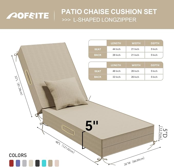 Outdoor Water-Resistant Olefin Chaise Lounge Cushions - Image 3
