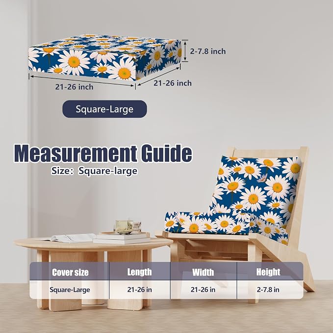 8Pcs Square Large Stretch Patio Cushion Covers, Couch & Sofa Replacement - Image 2
