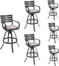 Pellebant Outdoor Swivel Barstools Set of 6, Aluminum 29.5" Bar Height Stool by Pellebant