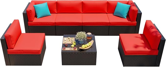 Shintenchi 7 Pieces Patio Furniture Sets Outdoor All-Weather Sectional Patio - Image 7