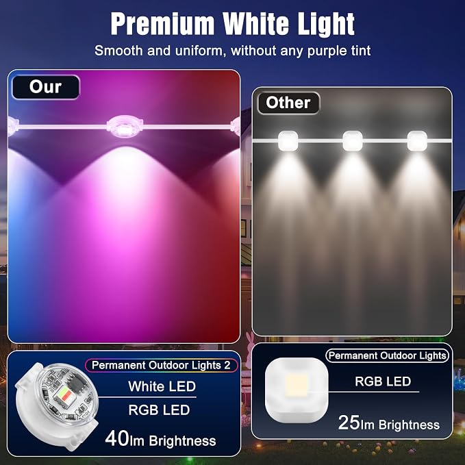 JOH Permanent Outdoor Lights, 100FT Permanent Outdoor Lights - Image 4