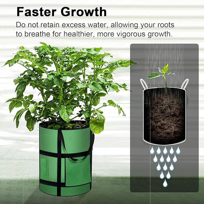 7 Gallon Potato Grow Bags with Viewing Window, 300G Nonwoven Garden Planting - Image 8