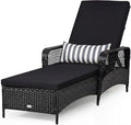 COSTWAY PE Rattan Chaise Lounge Chair, 6 Gear Adjustable Recliner by COSTWAY
