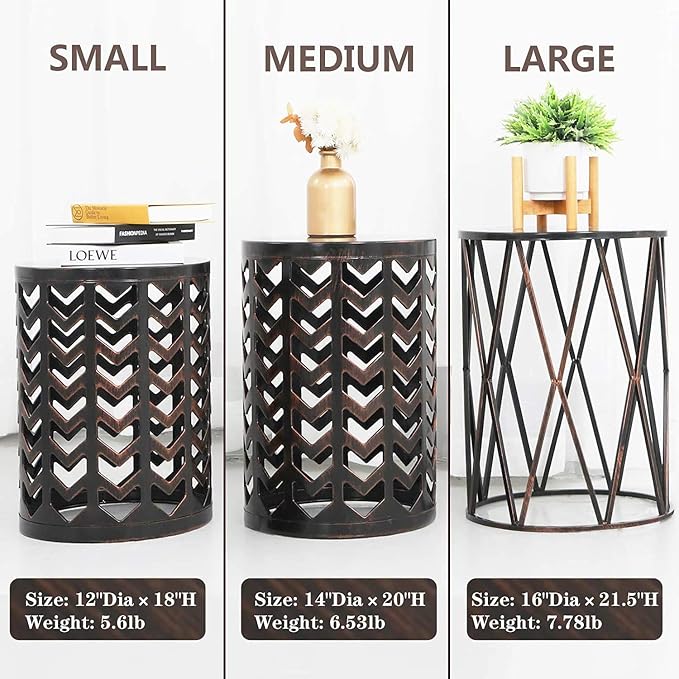 Y&M Nesting Side Table, Outdoor Decorative Garden Stool - Image 3