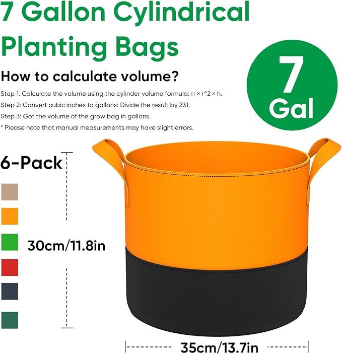 7-Gallon Grow Bags for Potato Planting: 6 Pack Heavy Duty 350G Thickened Tomato - Image 2