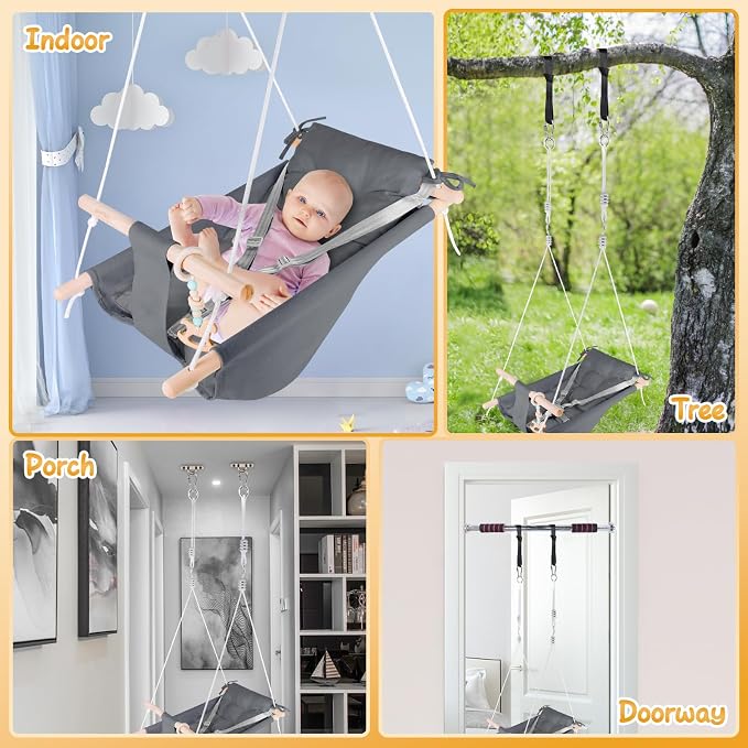 Baby Swing Indoor and Outdoor, Canvas Hammock Swing - Image 6