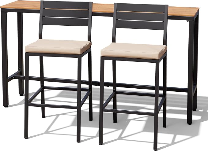 Crestlive Products Outdoor Bar Table and Chairs Set, 3 Piece Outside Patio Bar - Image 9