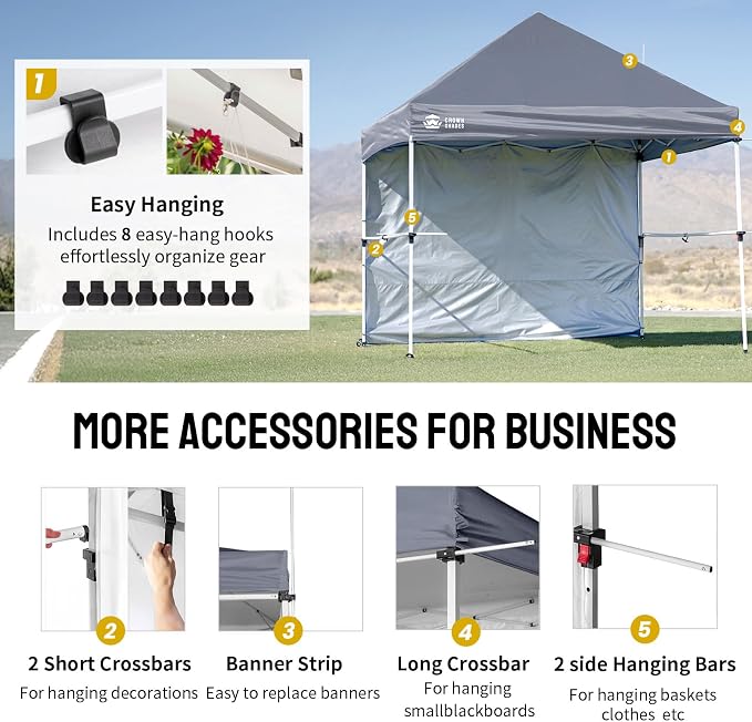CROWN SHADES 10x10 Pop Up Canopy Tent - Image 3