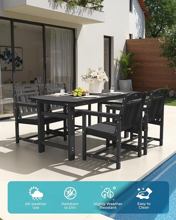 Ciokea HDPE Outdoor Patio Dining Chairs Set of 2, All-Weather Porch Chair - Image 3