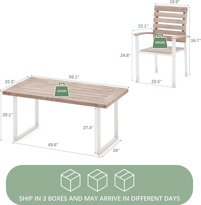 WiberWi 7 Piece Outdoor Dining Set - Image 3