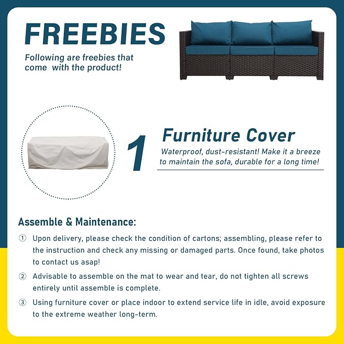 Outdoor Furniture Wicker Outdoor Couch Patio Furniture 3-seat Sofa Deep Seat - Image 6