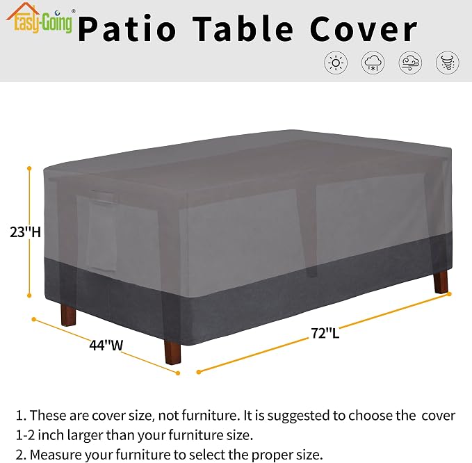 Easy-Going 600D Heavy Duty Rectangular Table Cover UV Resistant and Waterproof - Image 2