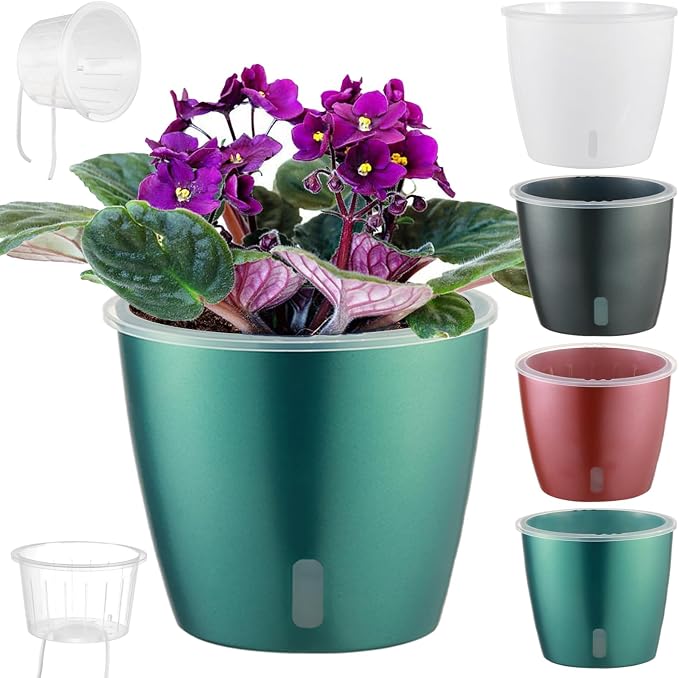 Self-Watering Pots for Indoor Plants, Small African Violet Pots by KvyusFlourish