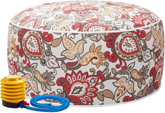 Magpie Fabrics Indoor/Outdoor Inflatable Stool Ottoman Pouf, Water Repellent by Magpie+Fabrics
