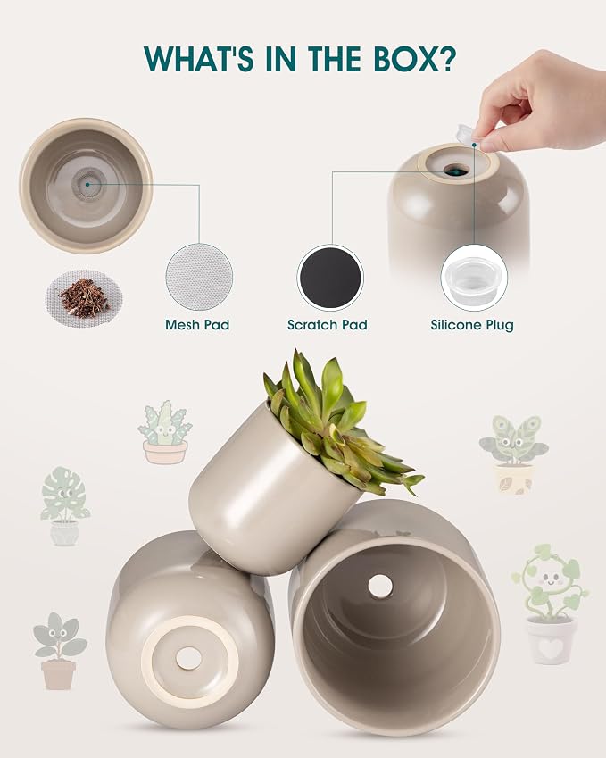 vancasso Ceramic Plant Pots, 4+5+6 inches, Planters - Image 3
