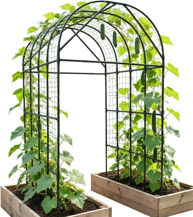 Garden Trellis Arch 7FT Tall – Plastic Coated Metal Arch Trellis by GardenArchTrellisforPlants