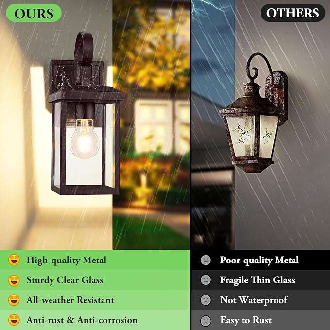BesLowe 2-Pack Outdoor Wall Light Fixtures, Exterior Lighting Fixtures Wall - Image 4