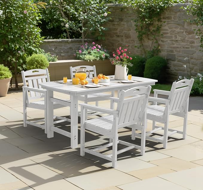 Ciokea HDPE Outdoor Patio Dining Chairs Set of 2, All-Weather Porch Chair - Image 6